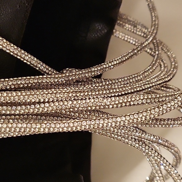 Akira Faux leather skirt long fishnet rimestone diamond on top size M - Picture 6 of 11